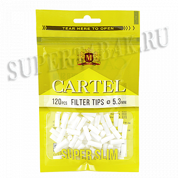 Фильтры для самокруток 5,3 мм Cartel Super Slim (120 шт) - (желтые)