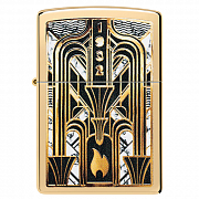 ��������� Zippo 46585 - Art Deco Flame - High polish Brass