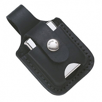 Чехол для зажигалки  Zippo  черный с петлей - LPTBK (с отверстием для пальца)