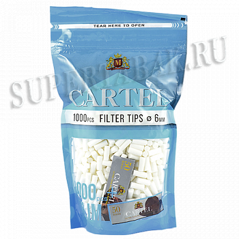Фильтры для самокруток 6 мм Cartel Slim (1000 ШТУК) - (голубые)