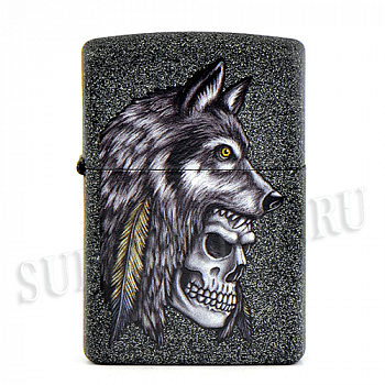 ��������� Zippo 29863 - Wolf Skull Feather Design
