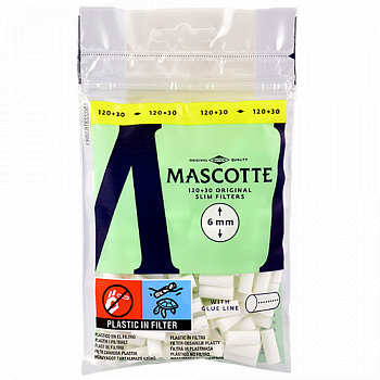 Фильтры для самокруток 6мм Mascotte Slim в ПАКЕТЕ 120+30 шт