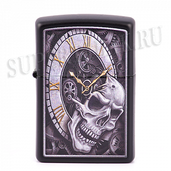 ��������� Zippo 29854 - Skull Clock Design - Black Matte
